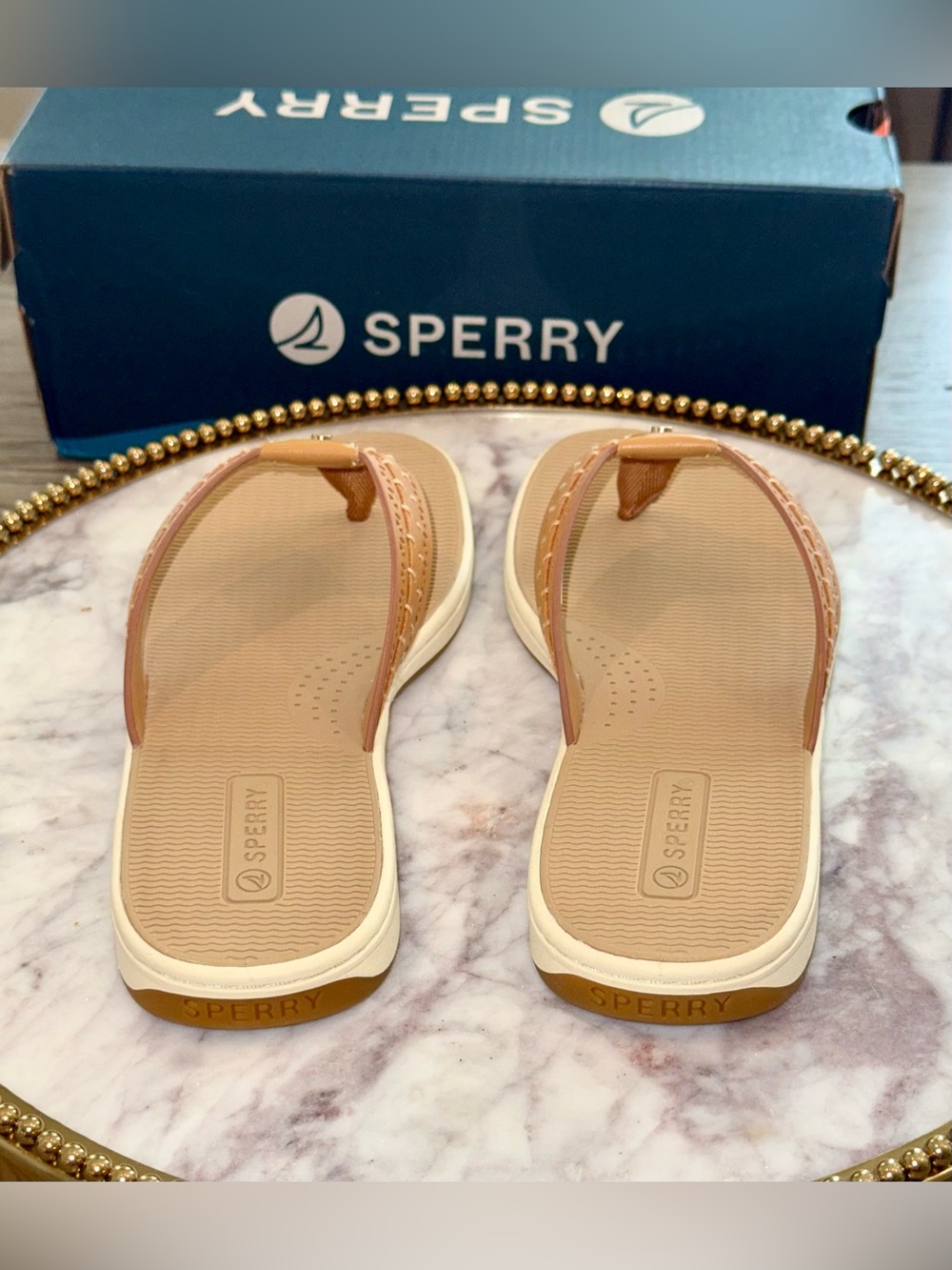 Sperry Women’s Tan Seafish3 Leather Thong Sandals | Sz. 6.5 (NWB) - Picture 6 of 7